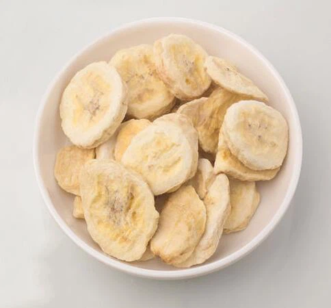 Fatias de banana liofilizadas